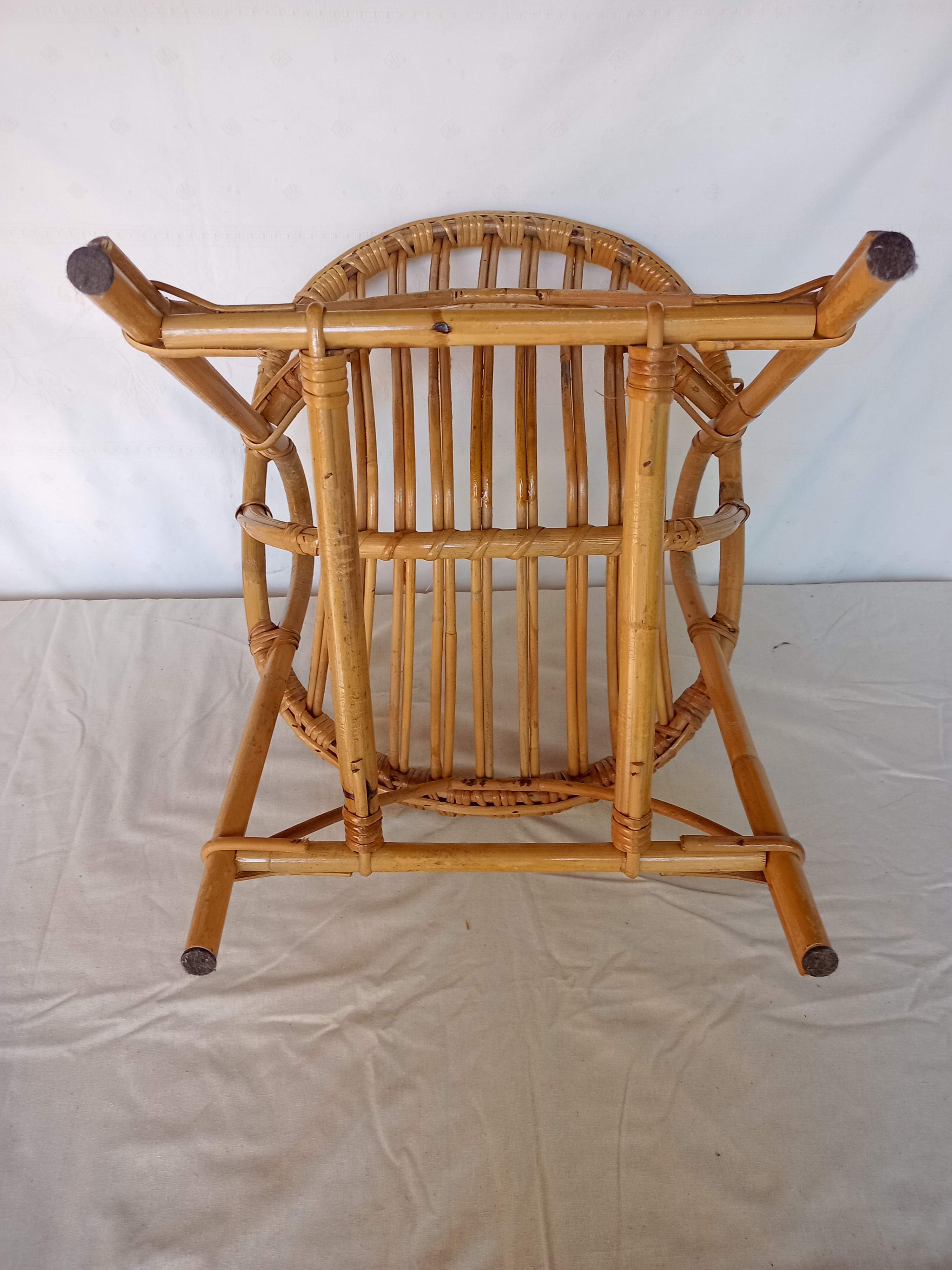 Vintage bamboo children's armchair and cushion