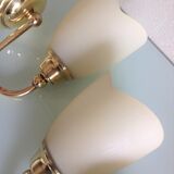 Pair of brass and opaline opaline sconces in art deco style granite