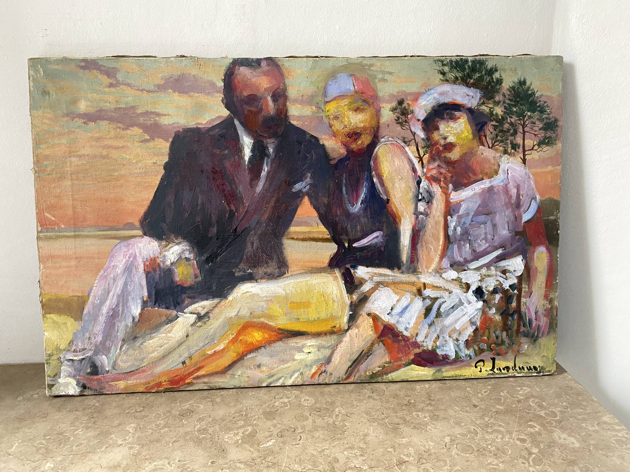 Family portrait signed Patrice Landauer