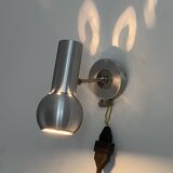 Pair of Eye Ball wall lights. 1970. Brushed stainless steel.
