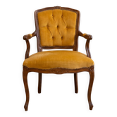 Louis XV style armchair in yellow velvet.