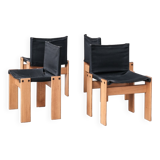 Set of Four Italian Scarpa 'Monk' Mid-Century Dining Chairs