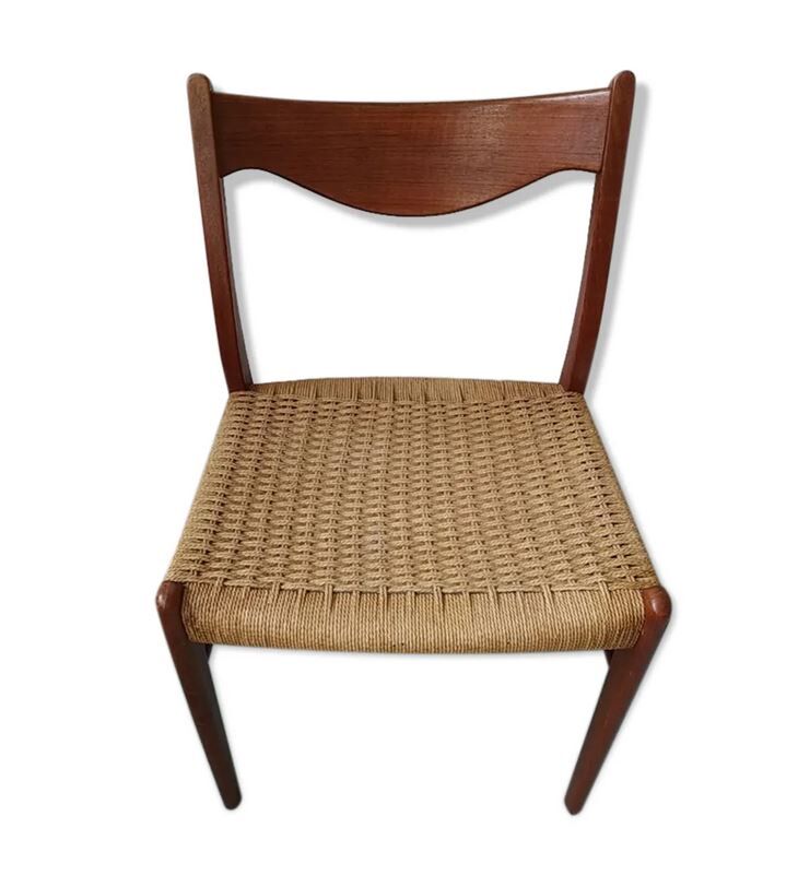 Danish Scandinavian chair in teak and rope GS 60