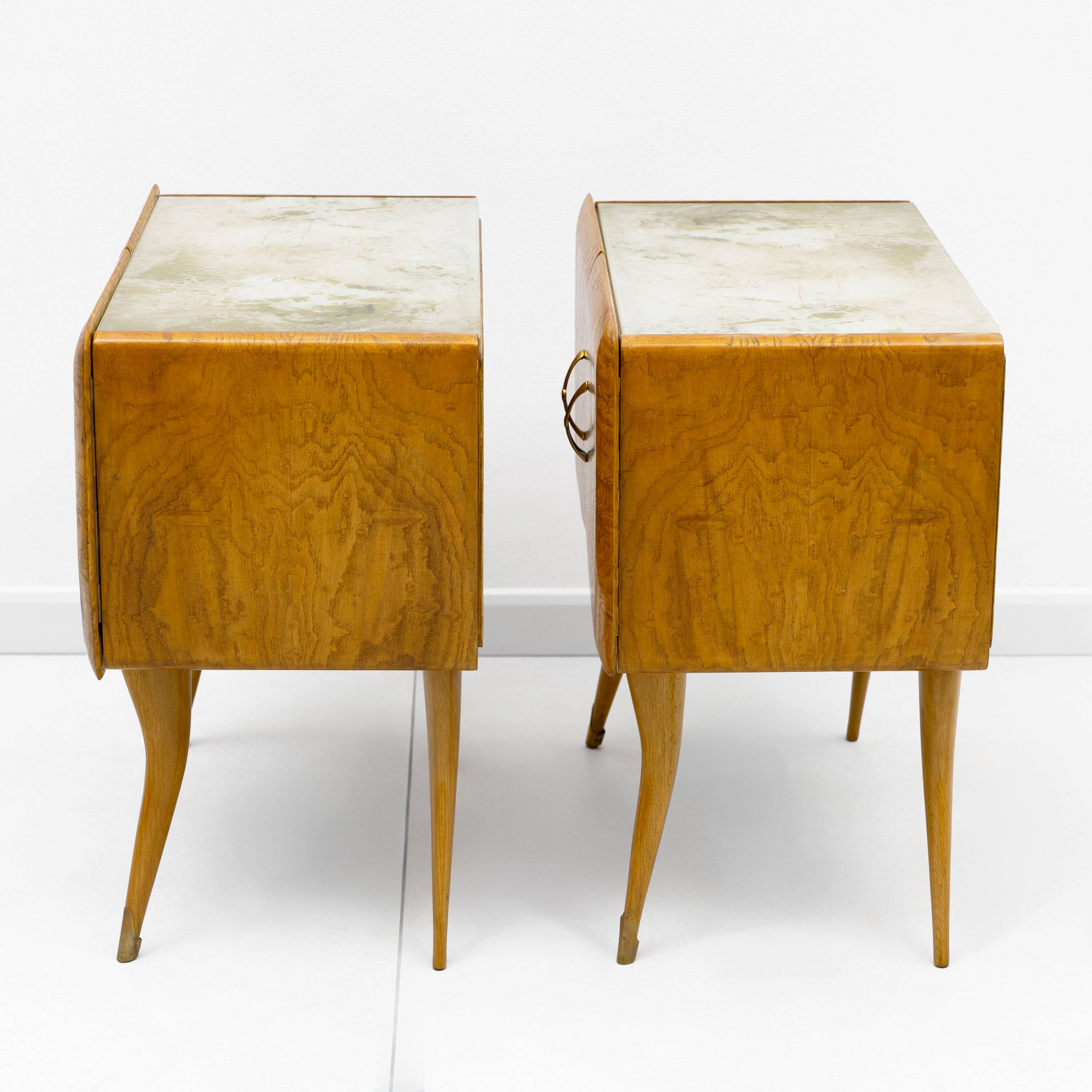 Pair of Mid-Century Style Beech and Chestnut Burl Bedside Tables, 1950s