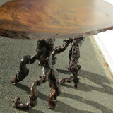 Brutalist coffee table in walnut and vine stocks