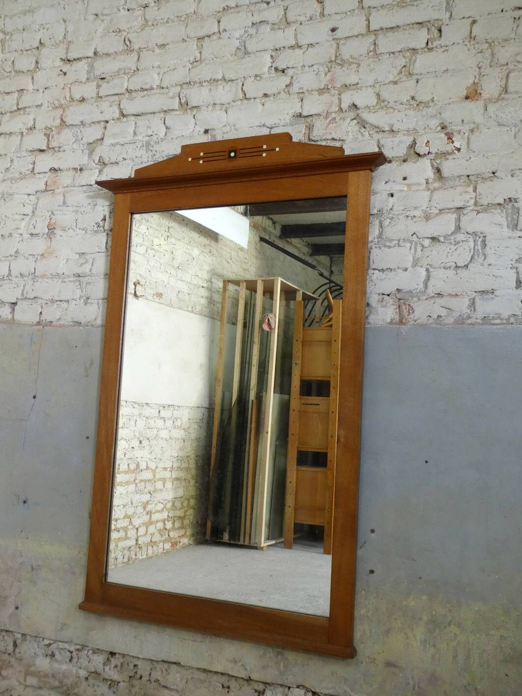 large mirror in oak and marquetry, 1950