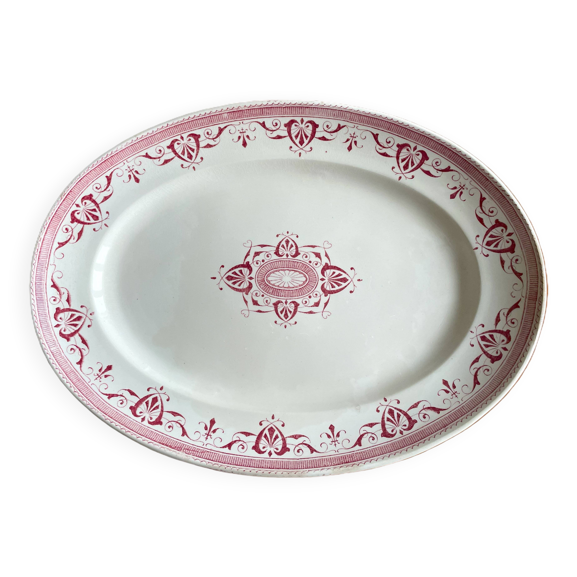 Old earthenware serving dish from Creil & Montereau