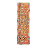 Turkish Handwoven Vintage Herki Kilim 97 cm x 325 cm