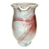 Red and grey glazed stoneware pitcher Signed Height 21 cm