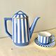 Large Fox Trott Sarreguemines coffee pot in art deco earthenware, 1930s vintage