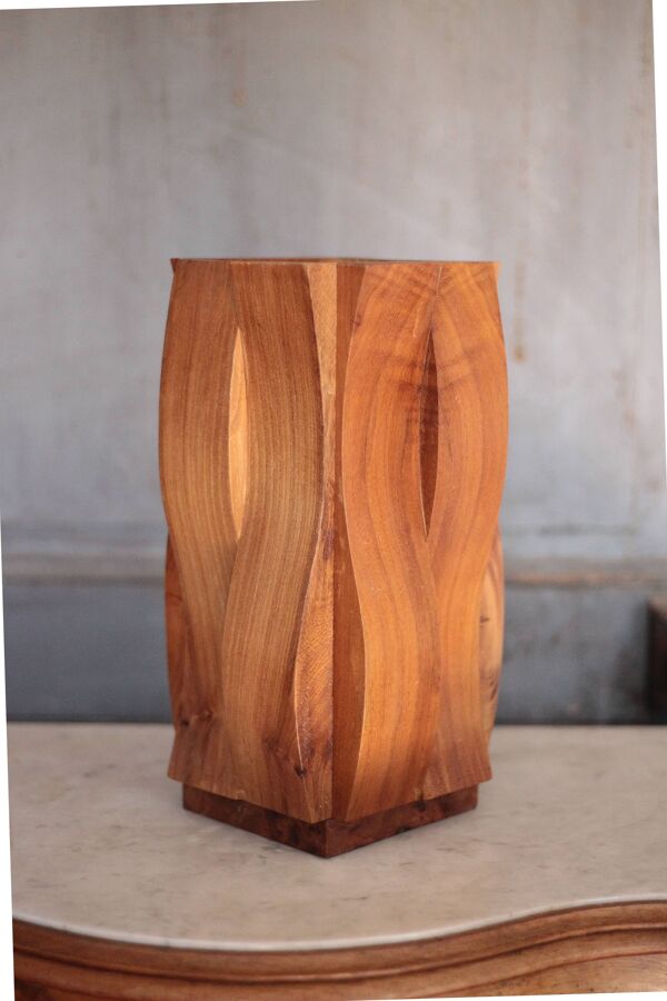 Vase bois sculptural, vase bois courbé, vase bois naturel, vase vintage