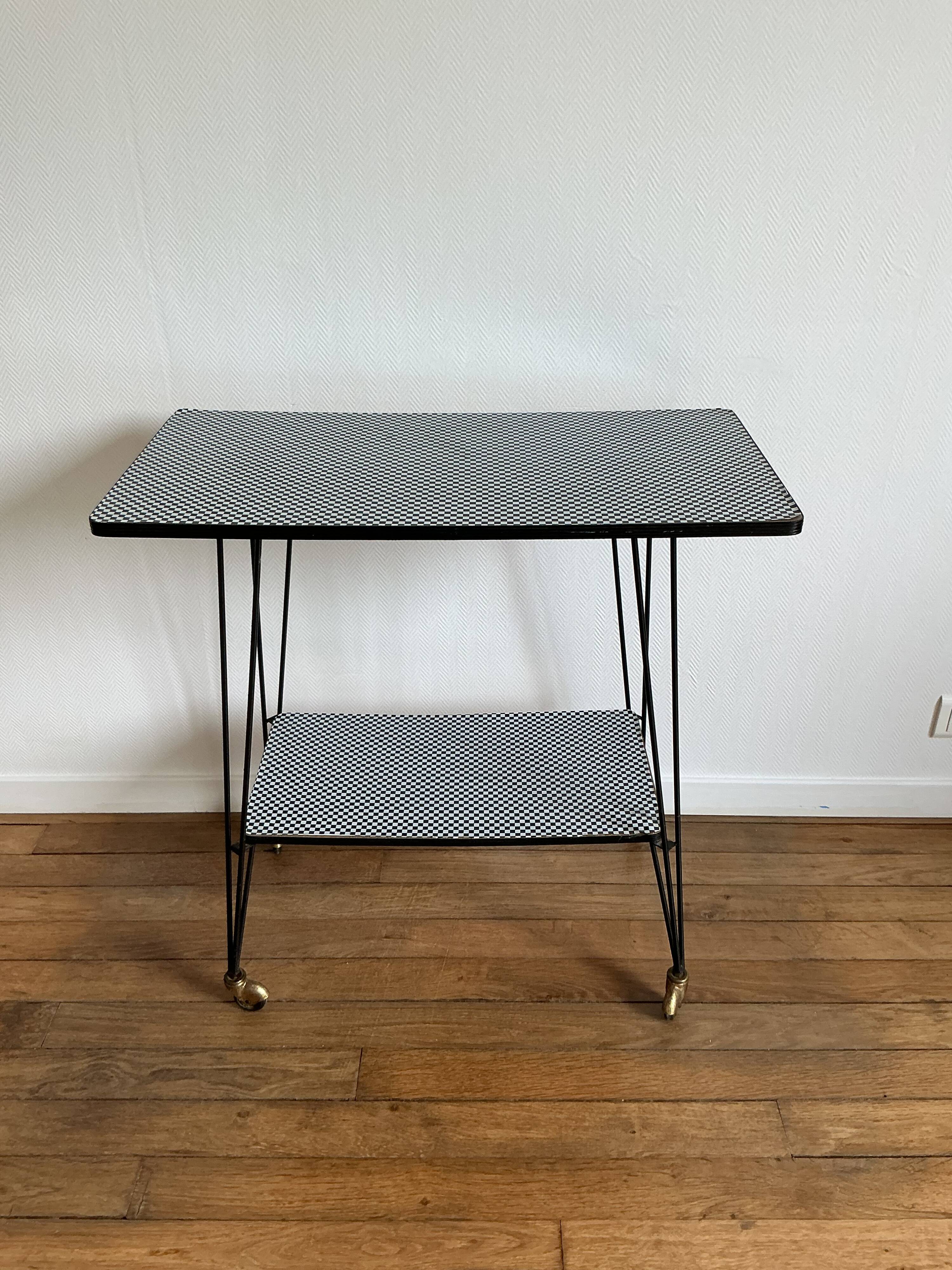 Side table - TV stand - vintage 70s - checkered