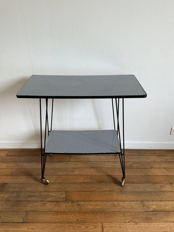 Table d appoint - desserte TV - vintage 70 - À damiers