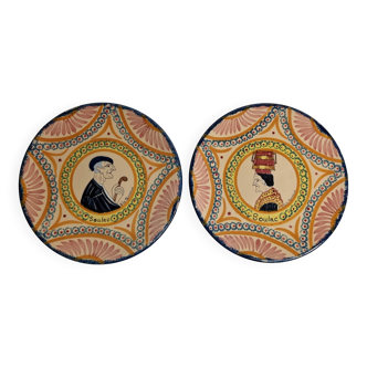 Pair of decorative plates Henriot Quimper, Soulac design, 1973, 18 cm