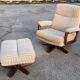 Mid-century 1970 swivel armchair and ottoman