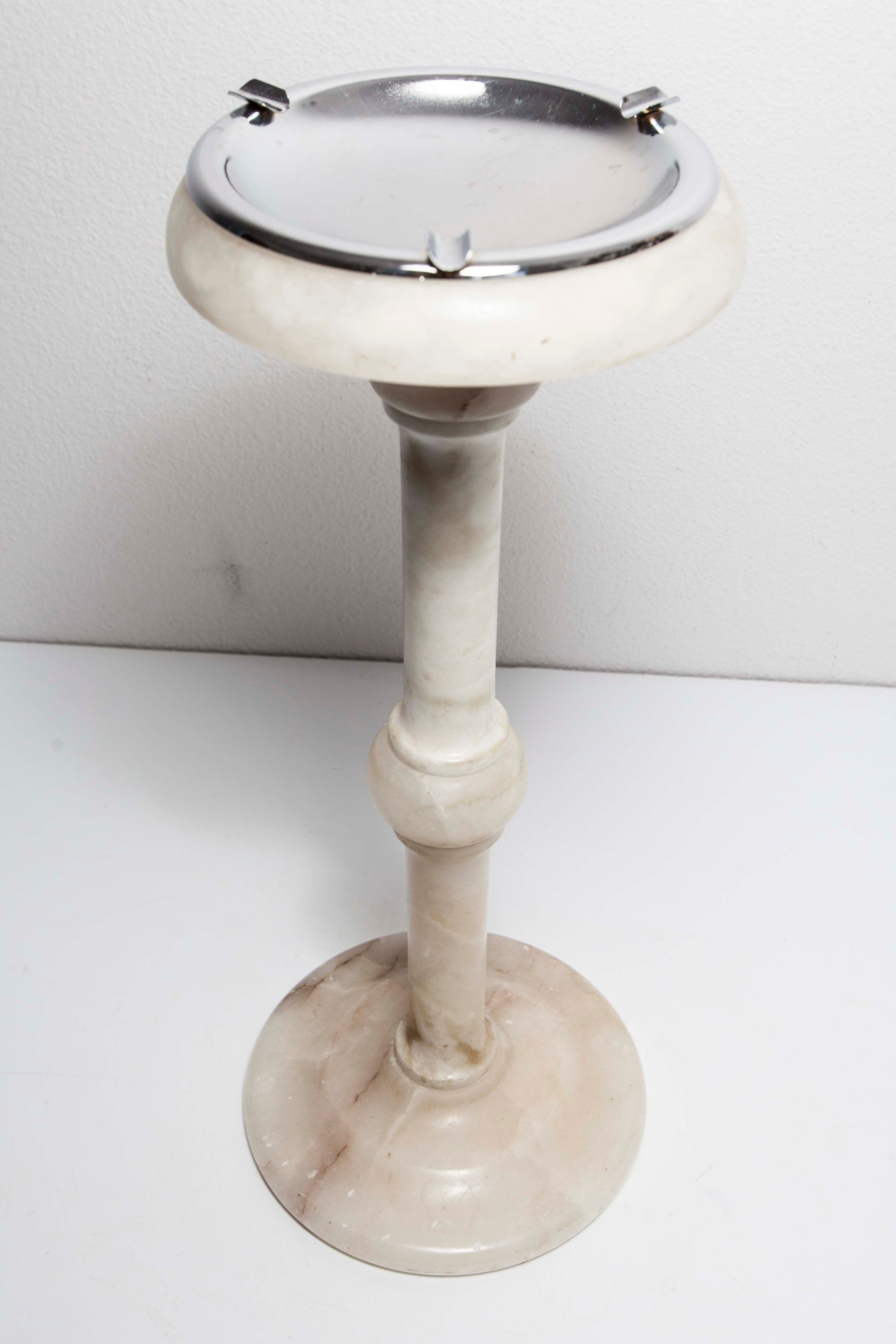 1930 white marble and chrome ashtray
