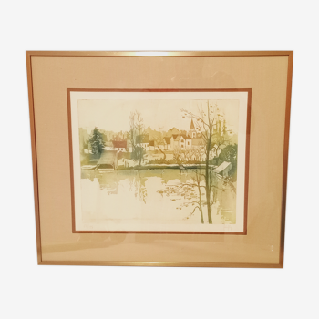 Watercolor "House by the water" by Kerfily