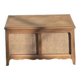 Antique chest in raw solid oak and caning