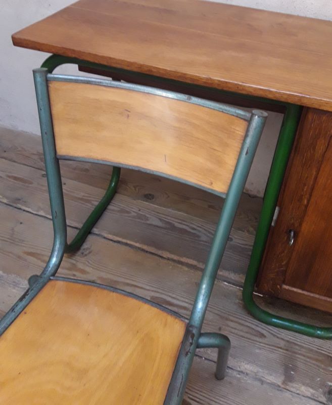 Metal and wood office chair