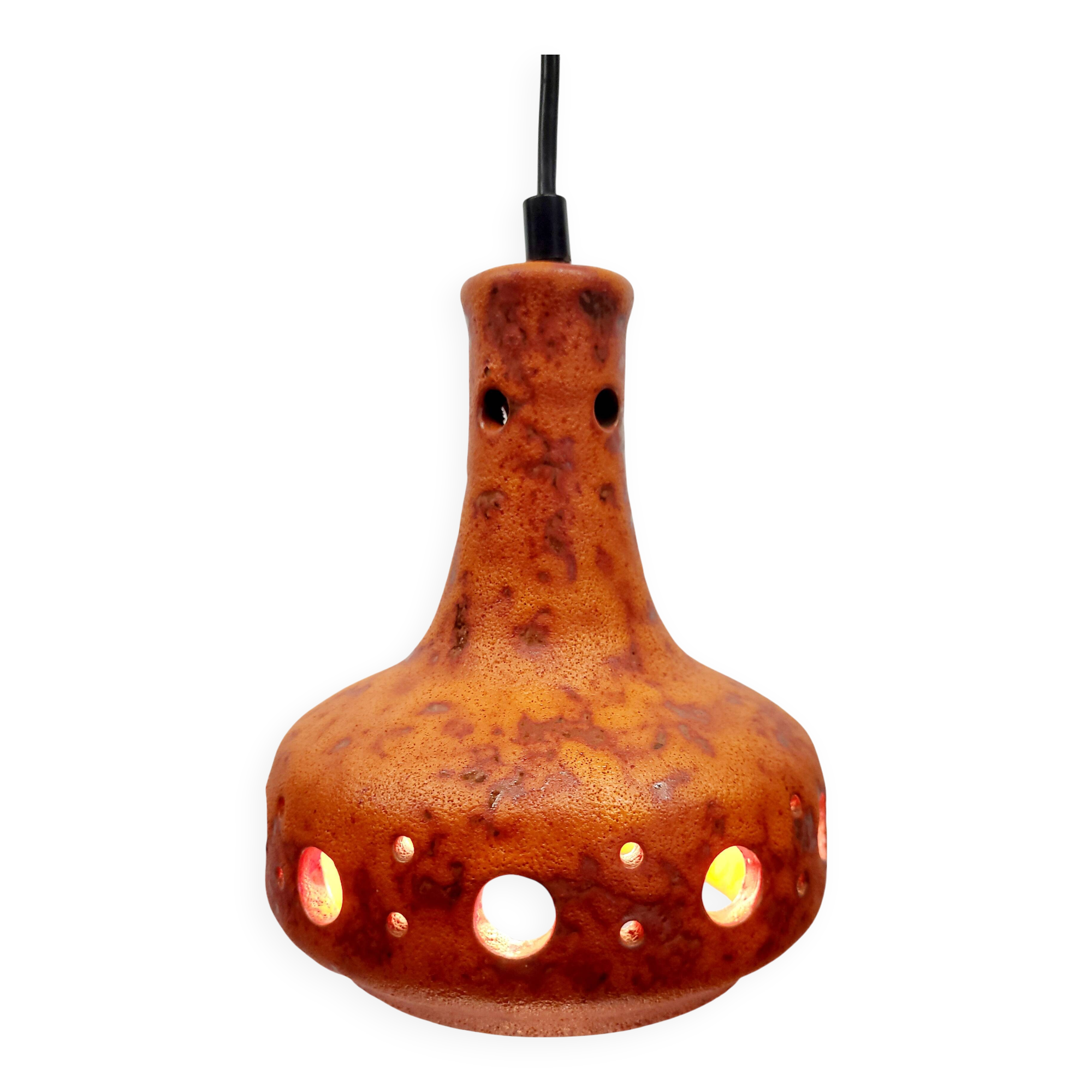 Lampe à suspension Fat Lava en céramique, teinte orange, pot 50