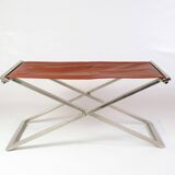 Stool Made In Brushed Steel With Cognac Leather By Michael Christensen