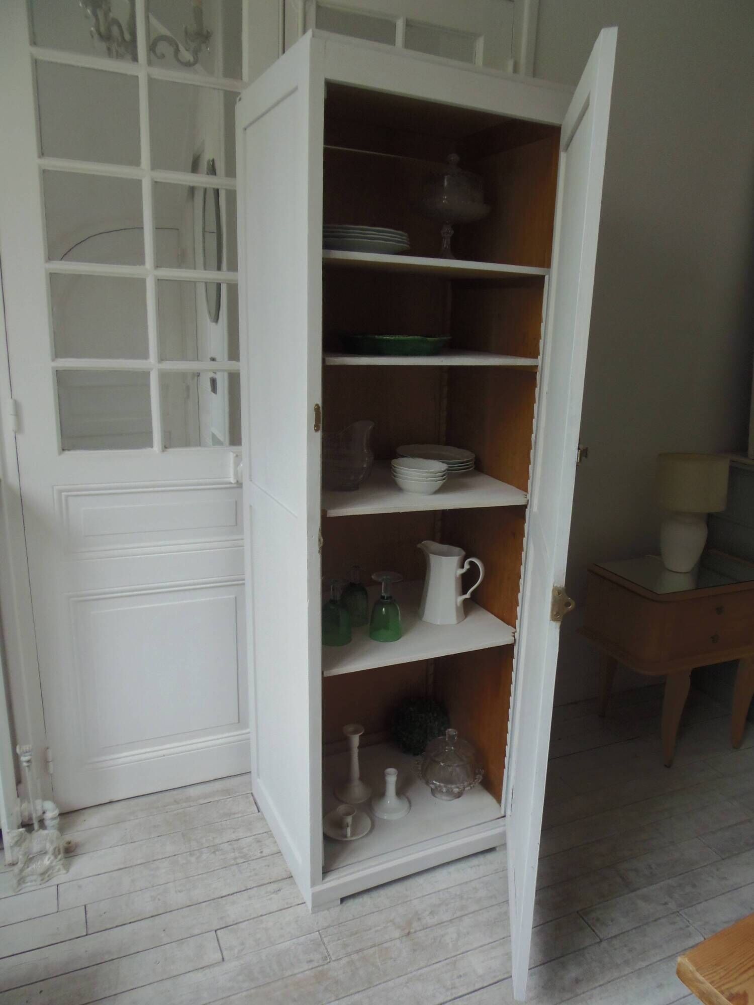 Vintage Parisian wardrobe re-enchanted in pearl gray with waxed finish.