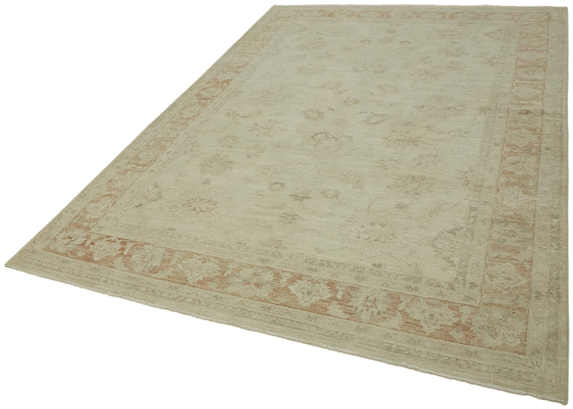 Hand-knotted persian vintage 1970s 196 cm x 295 cm beige wool carpet
