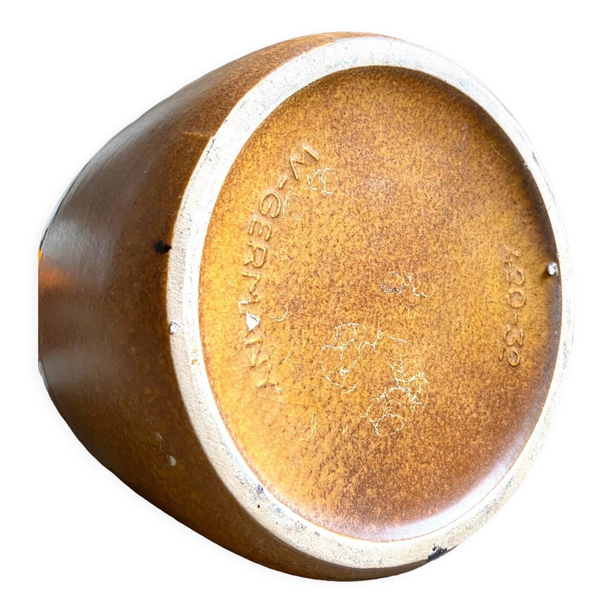 W. Germany vase in brown and ochre glazed ceramic