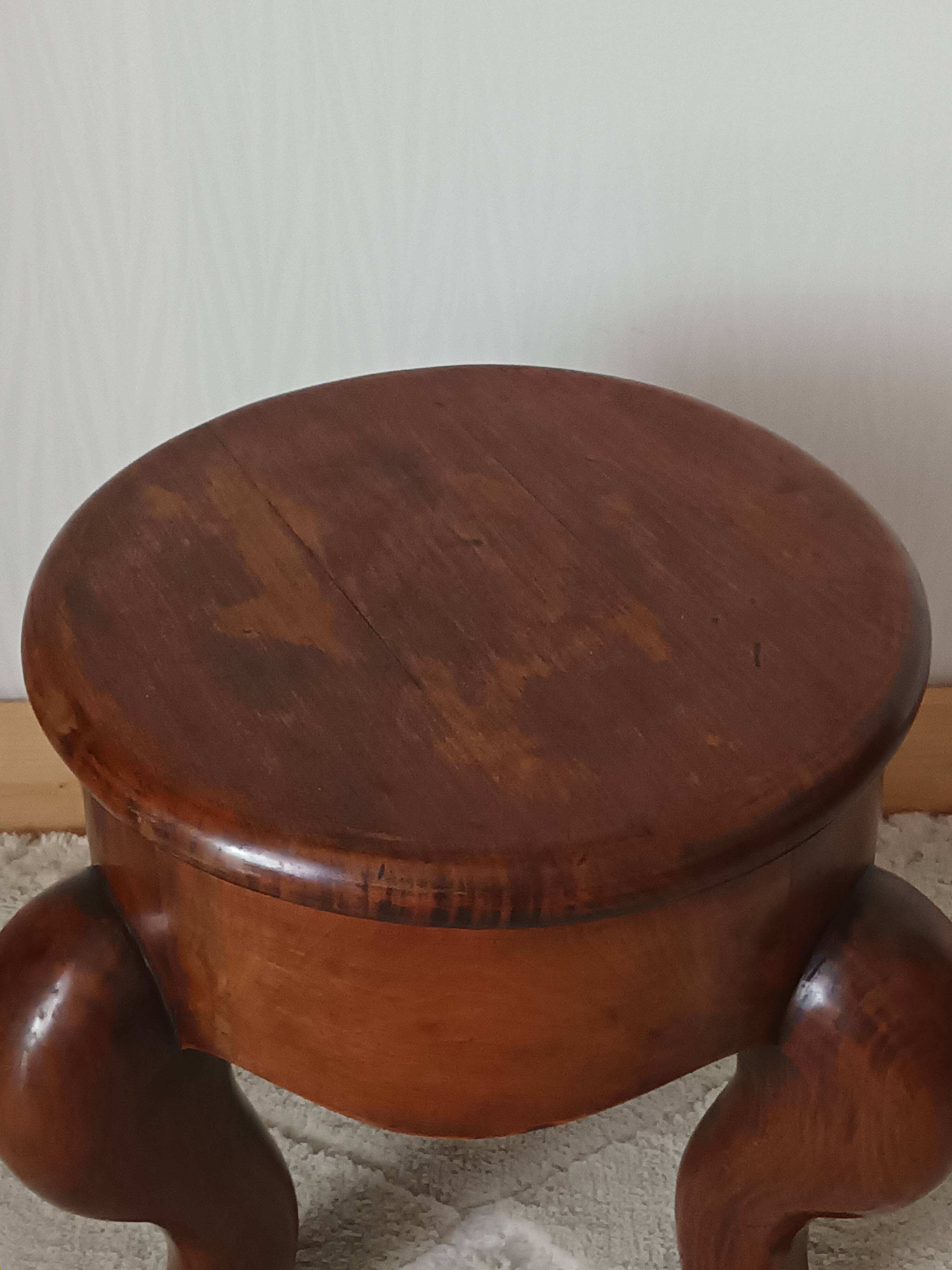 20th-century walnut tripod stool