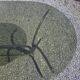 Silver metal table with smoked glass top from the 1970s.