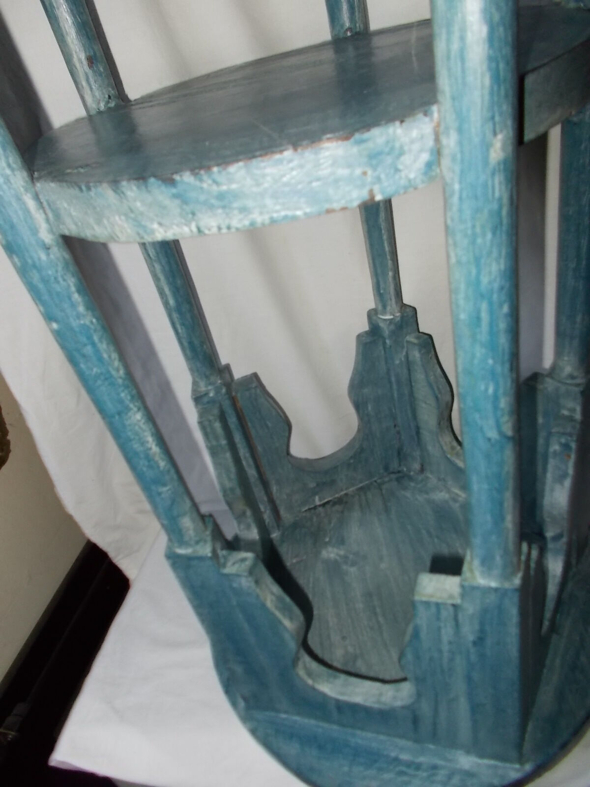 Blue wood side table