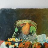 Oil painting on canvas, still life with fruit, signed
