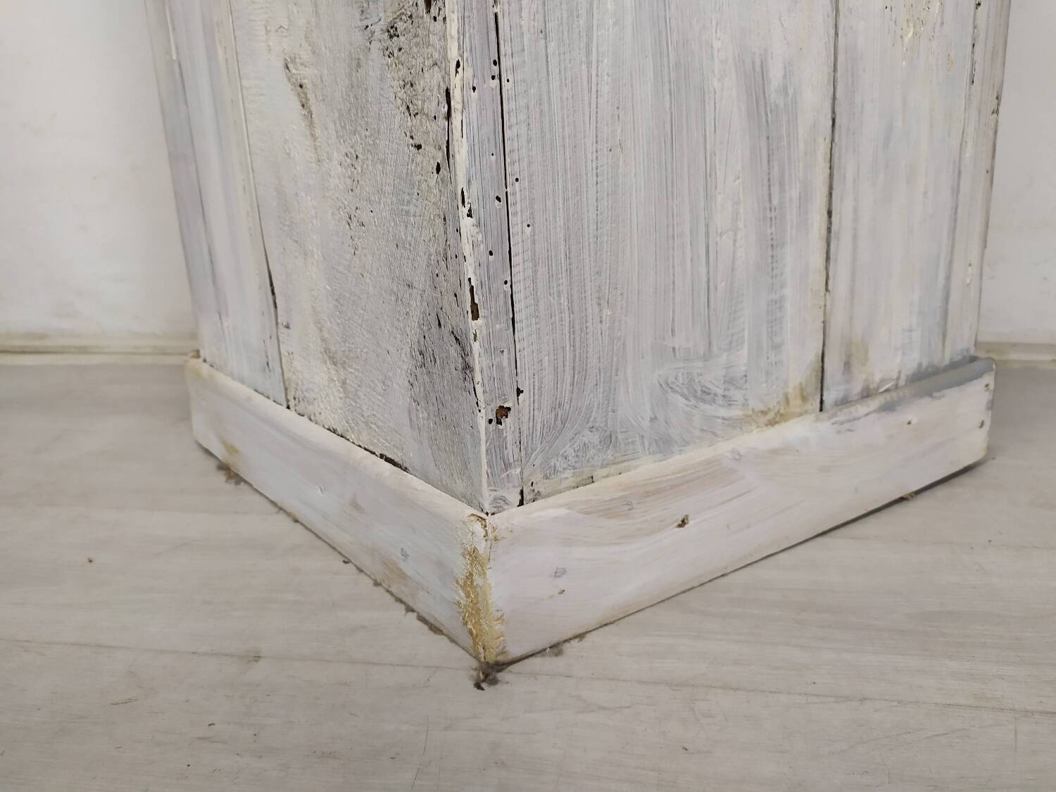 Rustic patinated corner cupboard