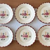6 assiettes plates anciennes en faïence de Longchamp