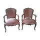 Paire fauteuils style Louis XV velours rose