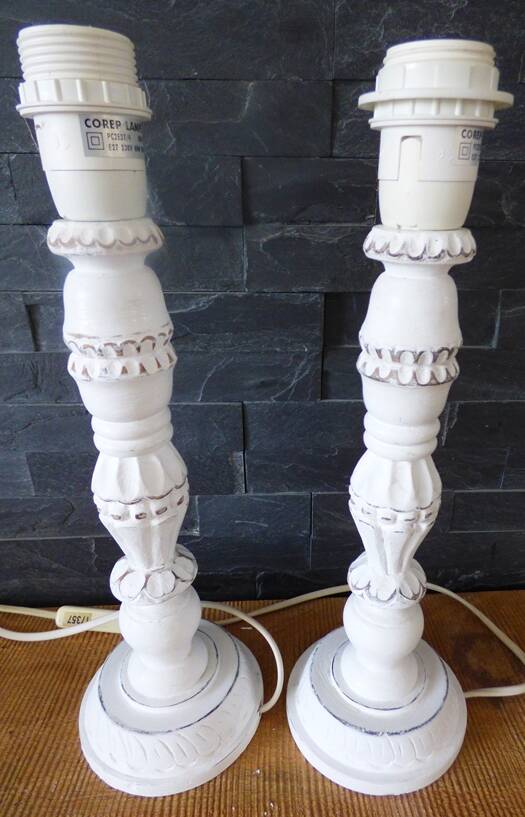 Set of 2 wooden lamp bases