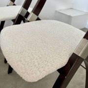 Set of 4 vintage 70s Italian design wooden and terry chairs