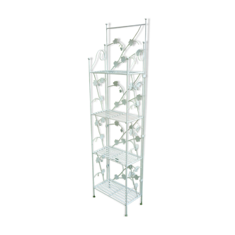 Folding white wrought iron shelf