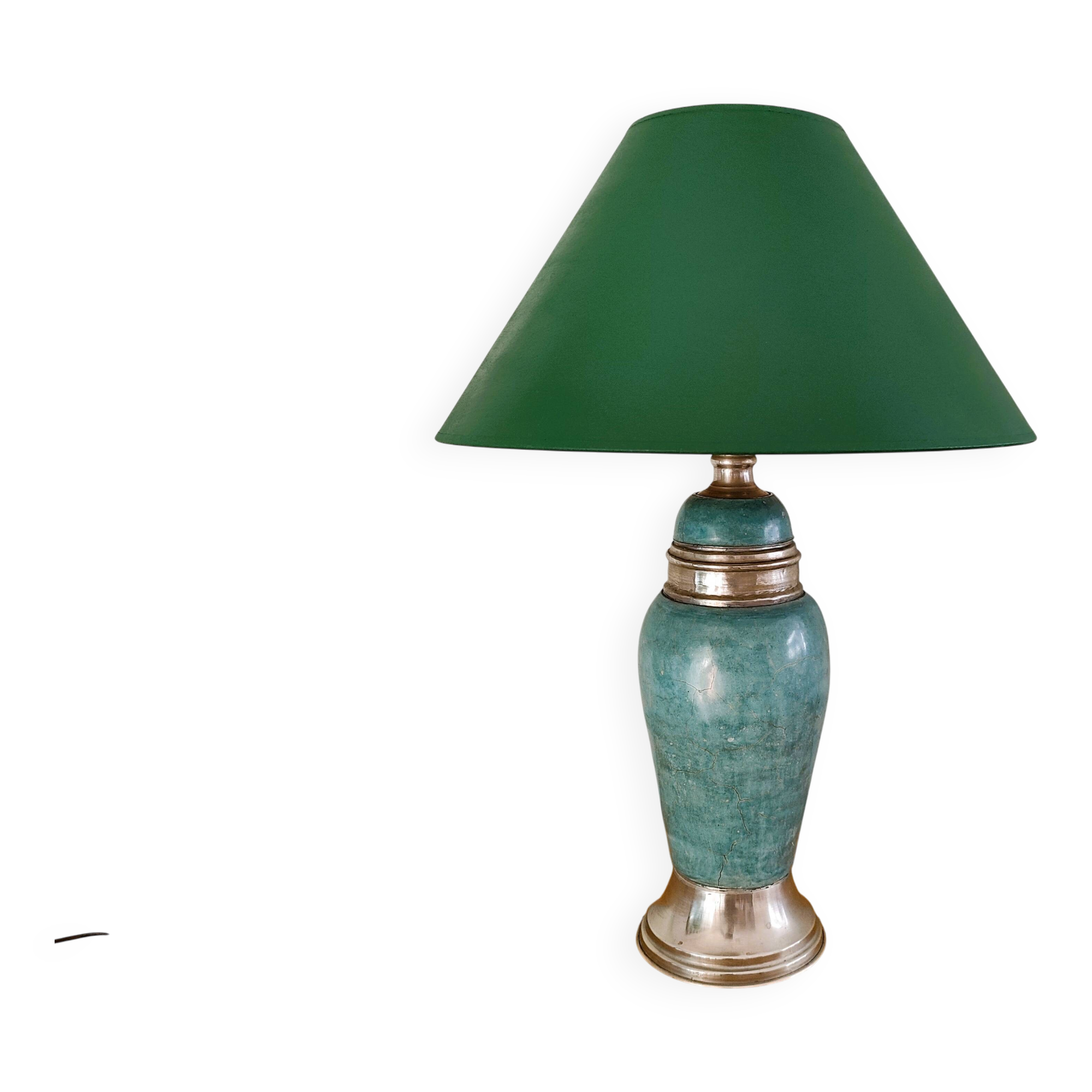 Turquoise and brass table lamp