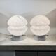 Vintage 70s Glass Table Lamps – White Glass with Metal Stand, Set of 2
