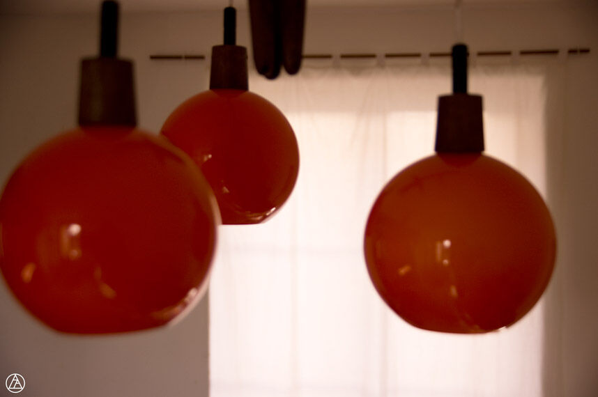 Opaline globe chandelier
