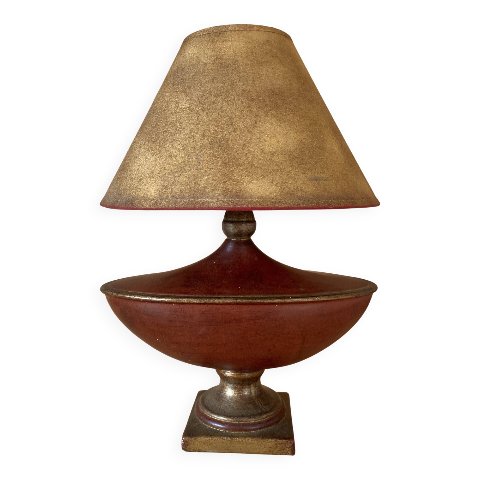 1960s ceramic lamp, fabric cable, lampshade