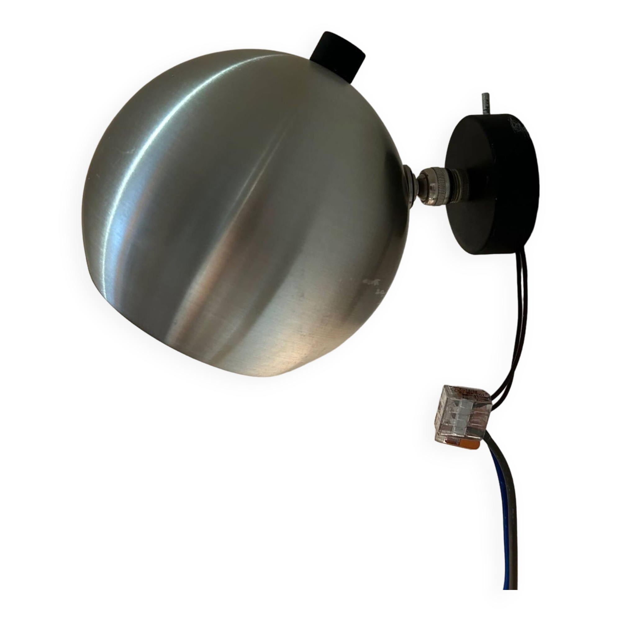 round brushed metal wall light 1970