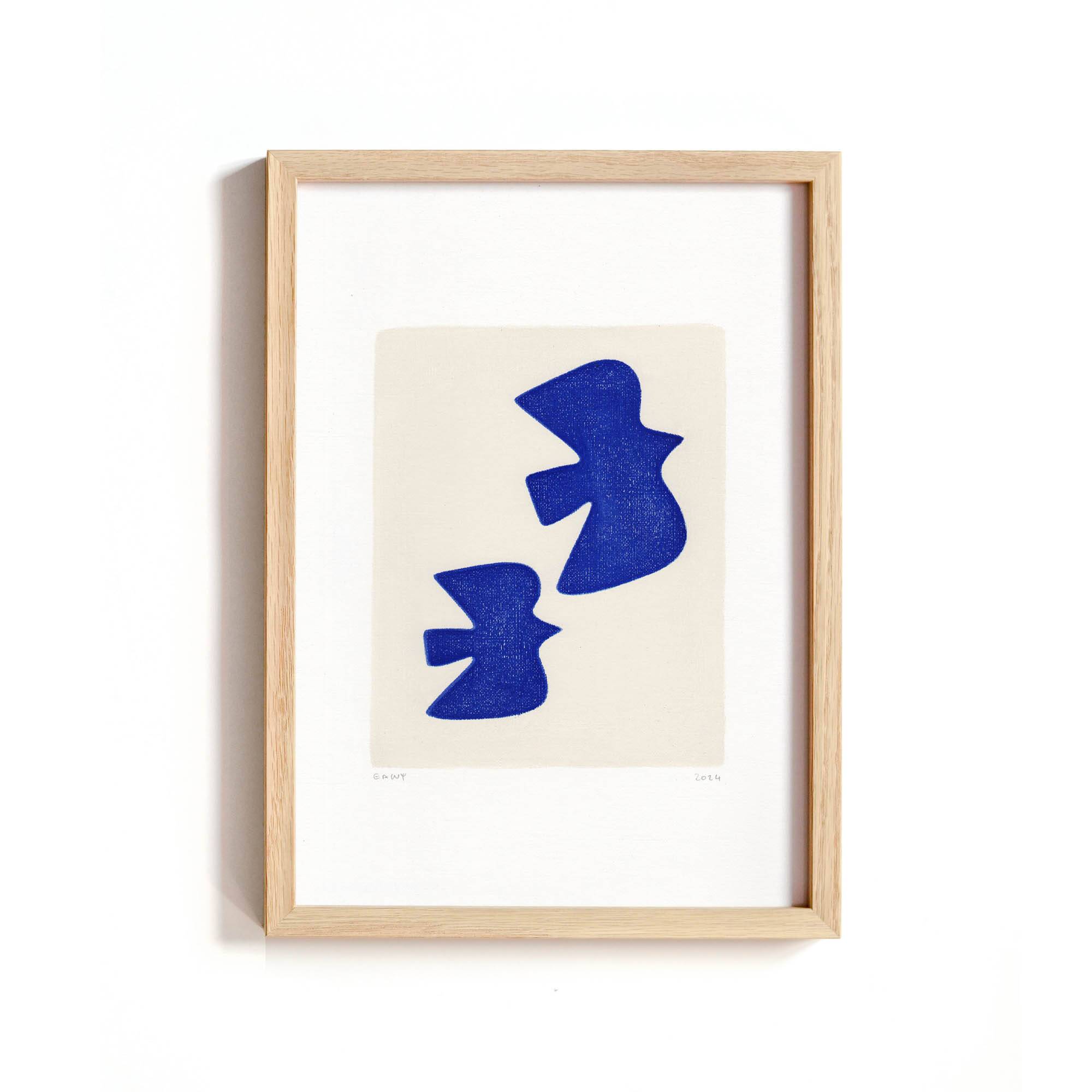 Painting "birds" after Matisse in majorelle blue.