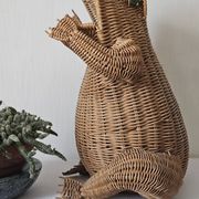 Vintage rattan frog magazine rack