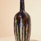 Multicolor glazed ceramic vase signed