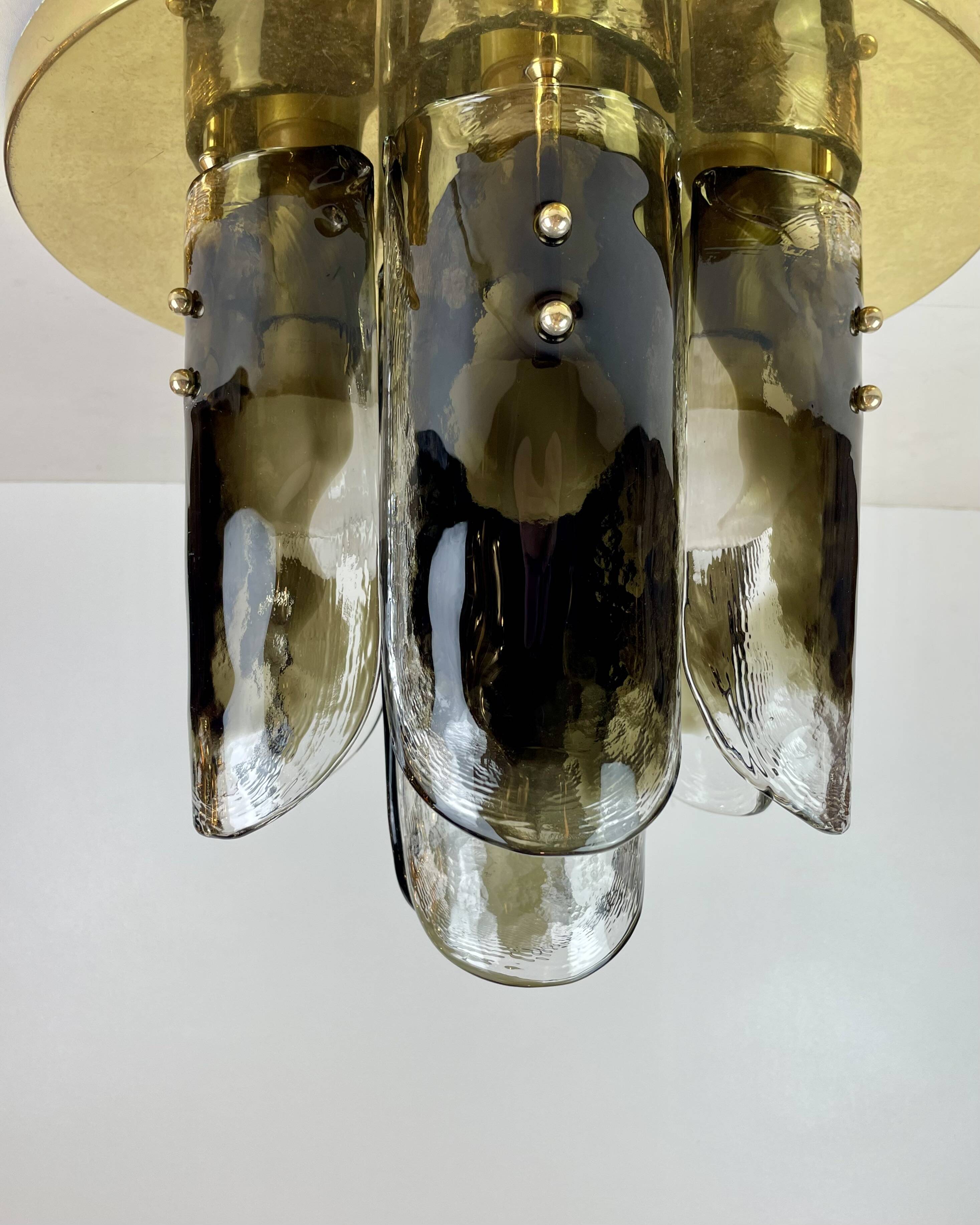 Murano & Brass Ceiling Lamp by J.T. Kalmar, Austria, 1960s