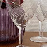 4 white wine glasses in engraved glass 6 cl