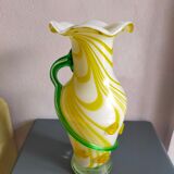 Vase en verre jaune et vert