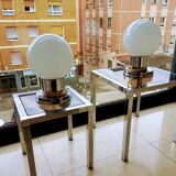 Pair of mcm chromed lamps